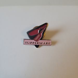 Vintage 80's pink Tupperware lapel pin